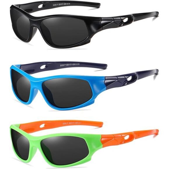 3 Pack Flexible Kids Polarized Sunglasses For Boys Girls With Strap, Sport - Picture 1 of 7